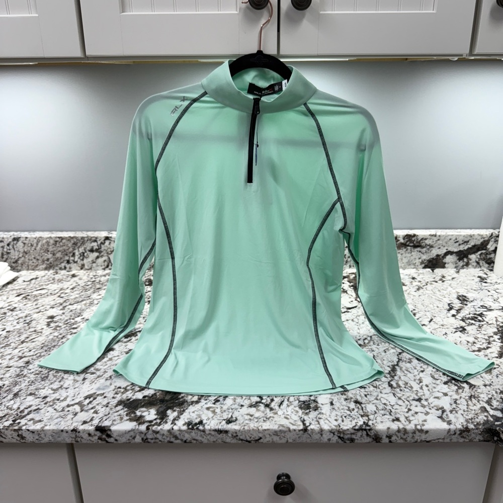 RLX Ralph Lauren Green Fitted Long Sleeve Polo